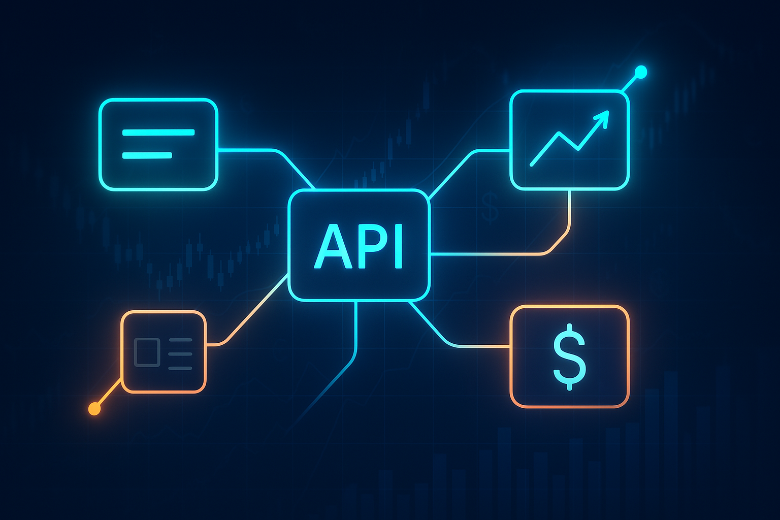 Abstract representation of API connections and data flow